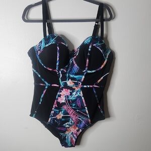 Torrid 2/DD Dreamy Tropical Slim Fix Underwire One-Piece